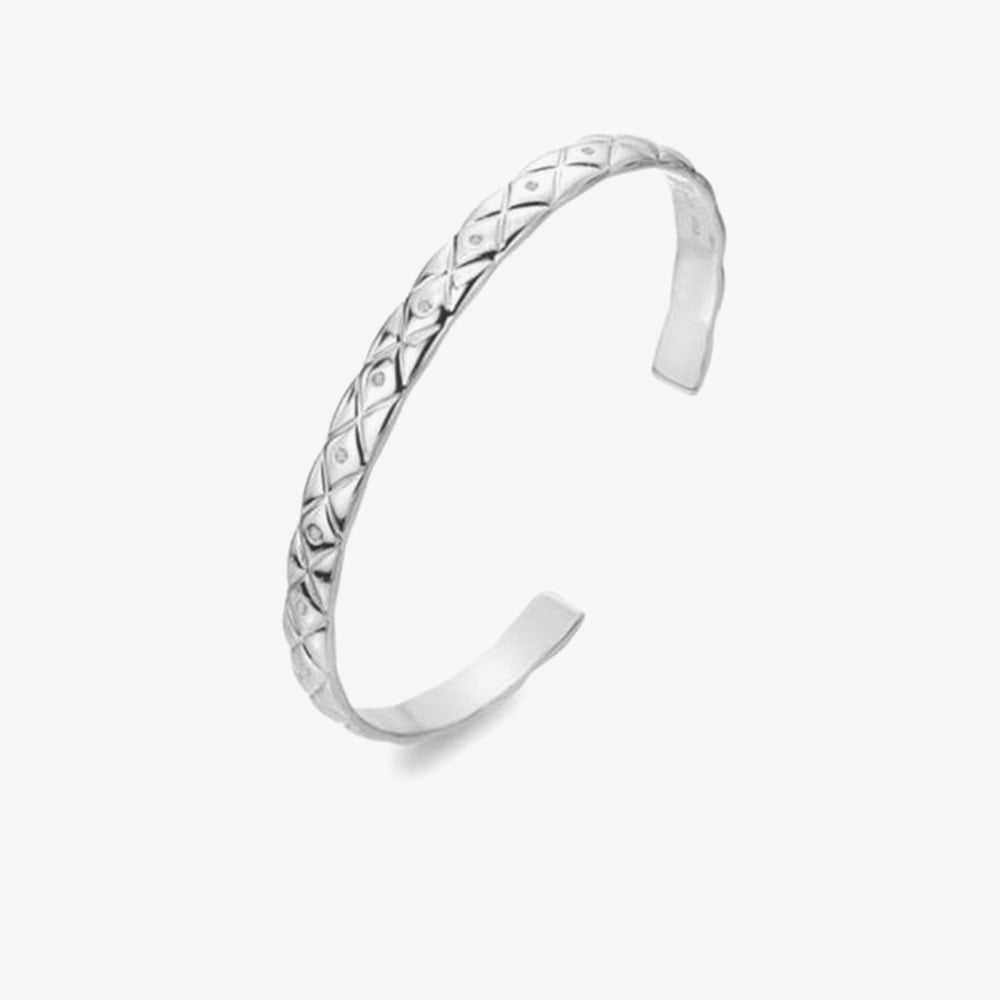 Hot Diamonds Quilted Diamond Set Silver Bangle DC180