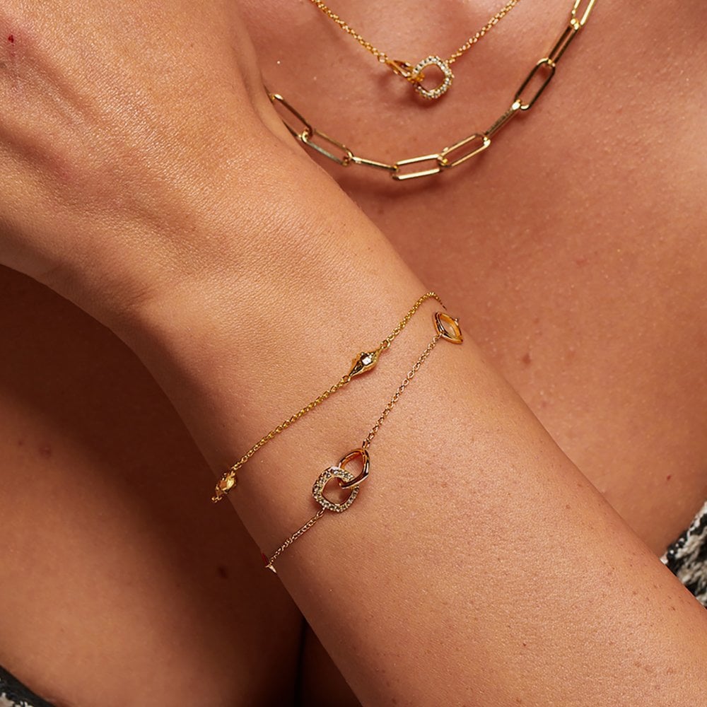 Hot Diamonds HD X GE Connected 18ct Gold Plated White Topaz Bracelet DL714