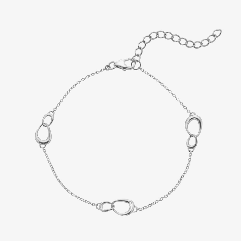 Hot Diamonds Sleek Sterling Silver 3x Interlocking Motif Bracelet DL733