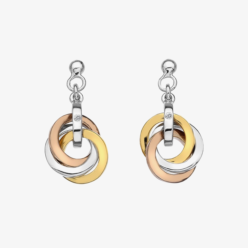 Product photograph of Hot Diamonds Three Colour Trio Ring Dropper Earrings De389 from The Jewel Hut