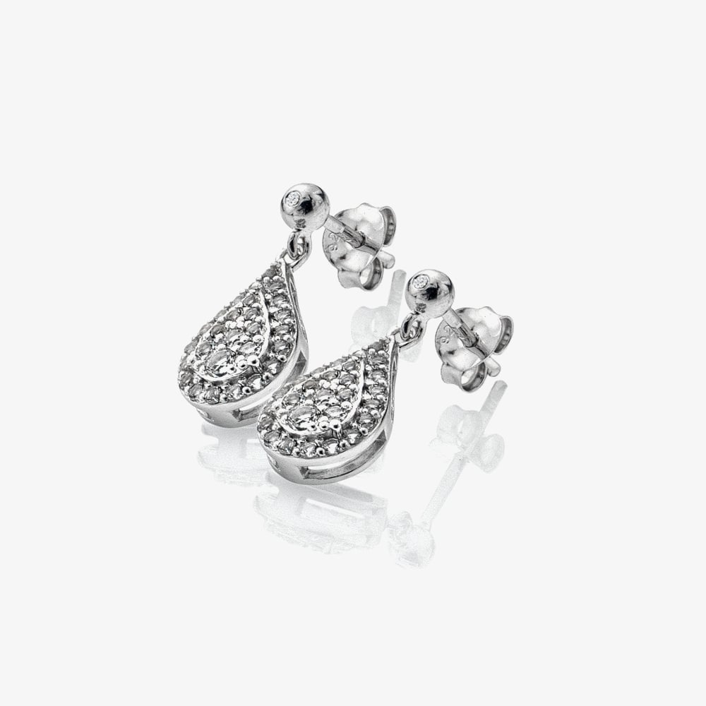Hot Diamonds Glimmer Silver Topaz Diamond Dropper Earrings DE735