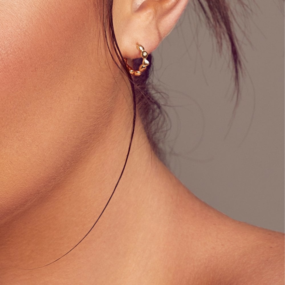 Hot Diamonds 18ct Gold Plated Beach Diamond Hoop Earrings DE659