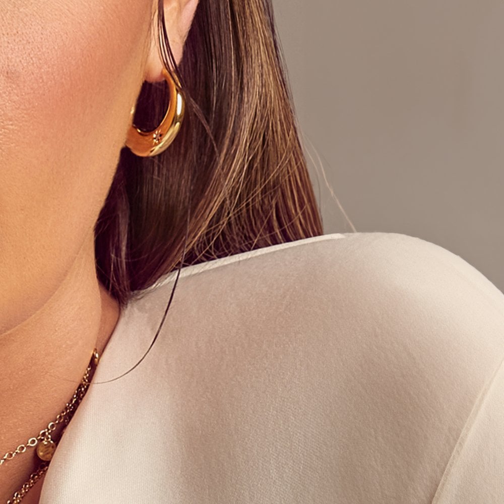 Hot Diamonds Soul 18ct Gold Plated Diamond Statement Hoop Earrings DE672