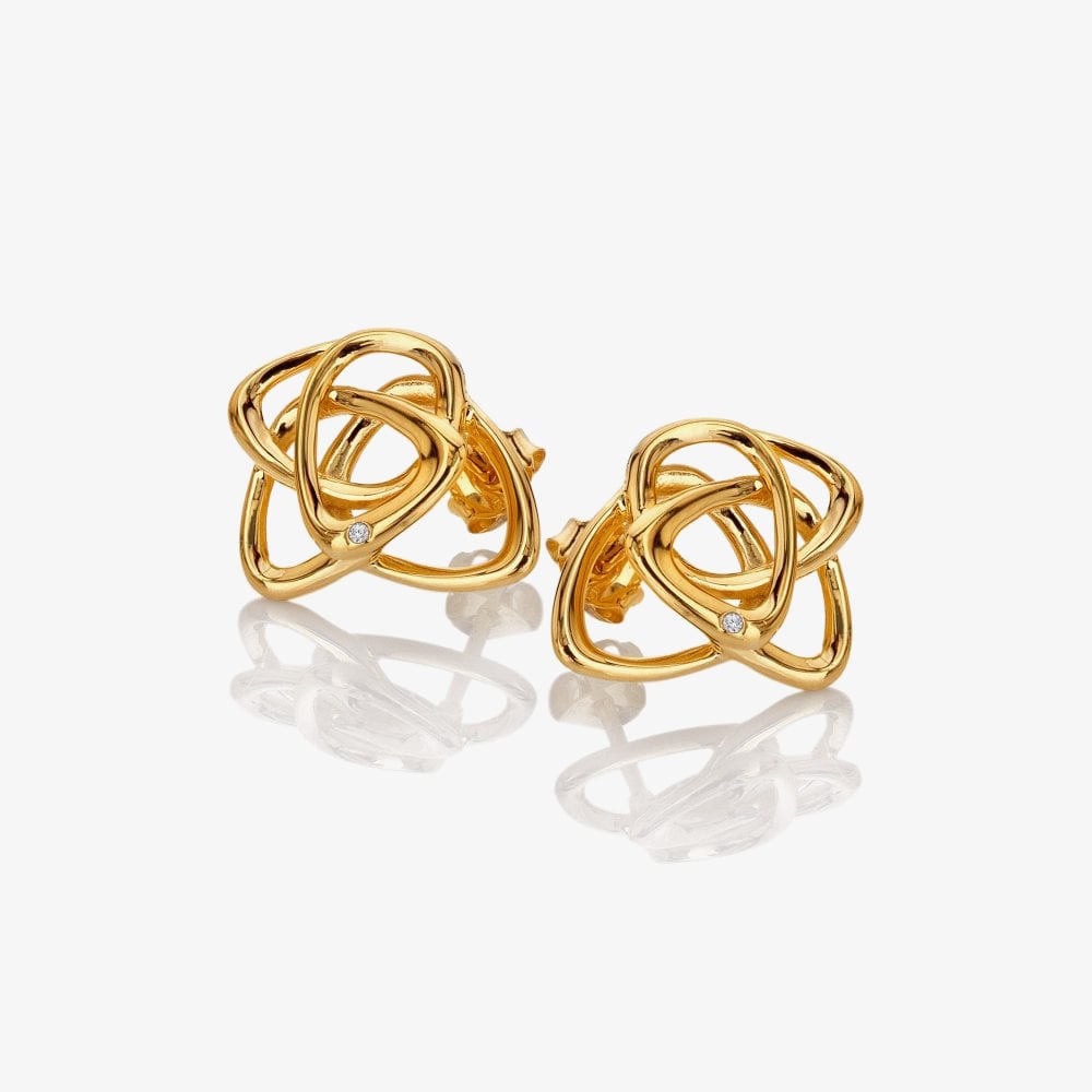 Hot Diamonds HD X Golden Edit Endless Gold Plated Diamond Interlocked Stud Earrings DE843