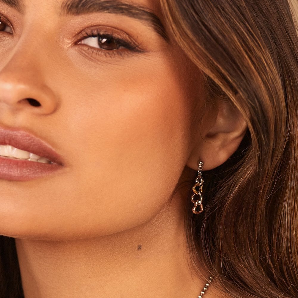 Hot Diamonds Trio Three Colour Triple Heart Earrings DE703