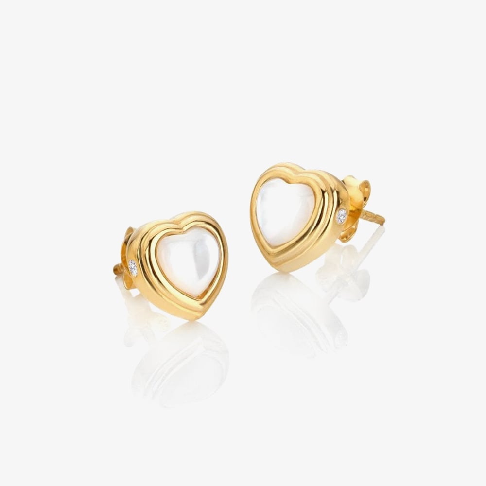 Click to view product details and reviews for Hot Diamonds Hd X Golden Edit Heart Mother Of Pearl Stud Earrings De790.