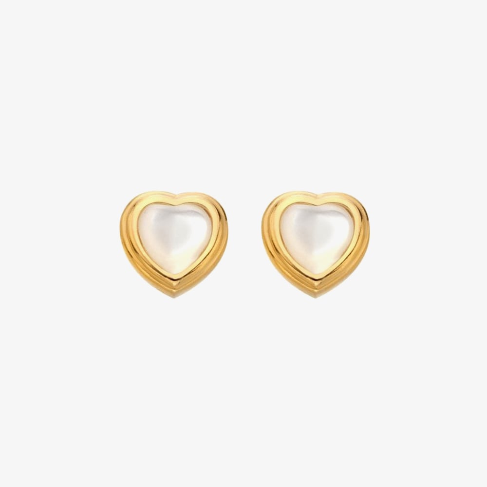Hot Diamonds HD X Golden Edit Heart Mother Of Pearl Stud Earrings DE790