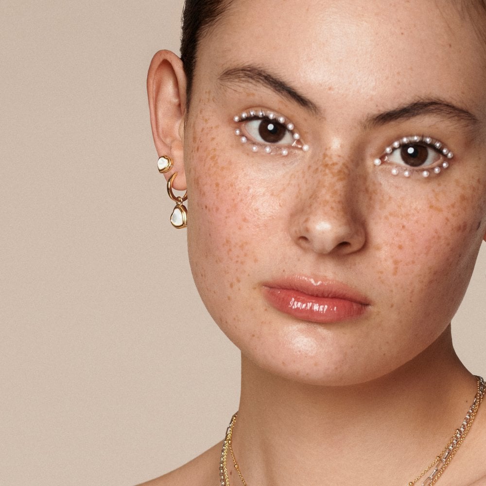 Hot Diamonds HD X Golden Edit Heart Mother Of Pearl Stud Earrings DE790