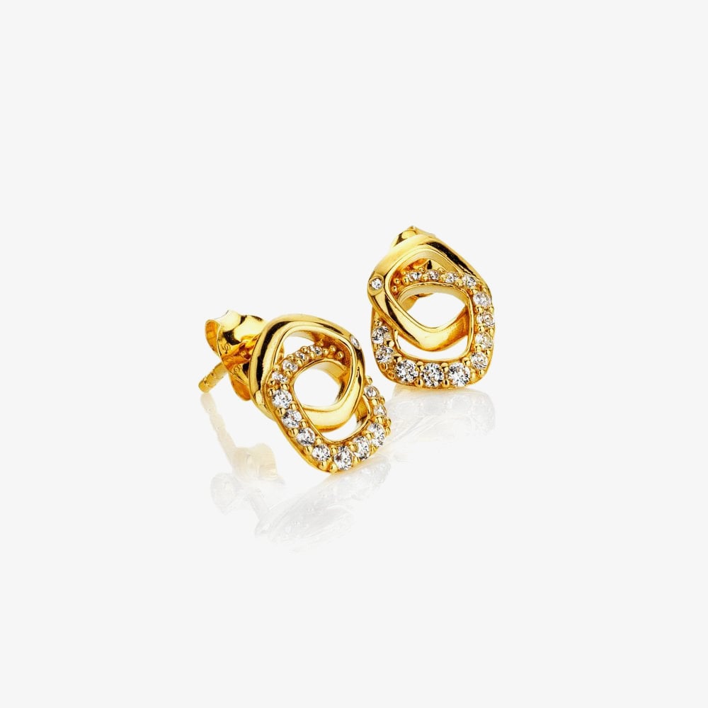 Hot Diamonds HD X GE Connected 18ct Yellow Gold Plated Stud Earrings DE857
