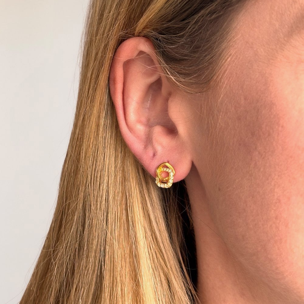 Hot Diamonds HD X GE Connected 18ct Yellow Gold Plated Stud Earrings DE857
