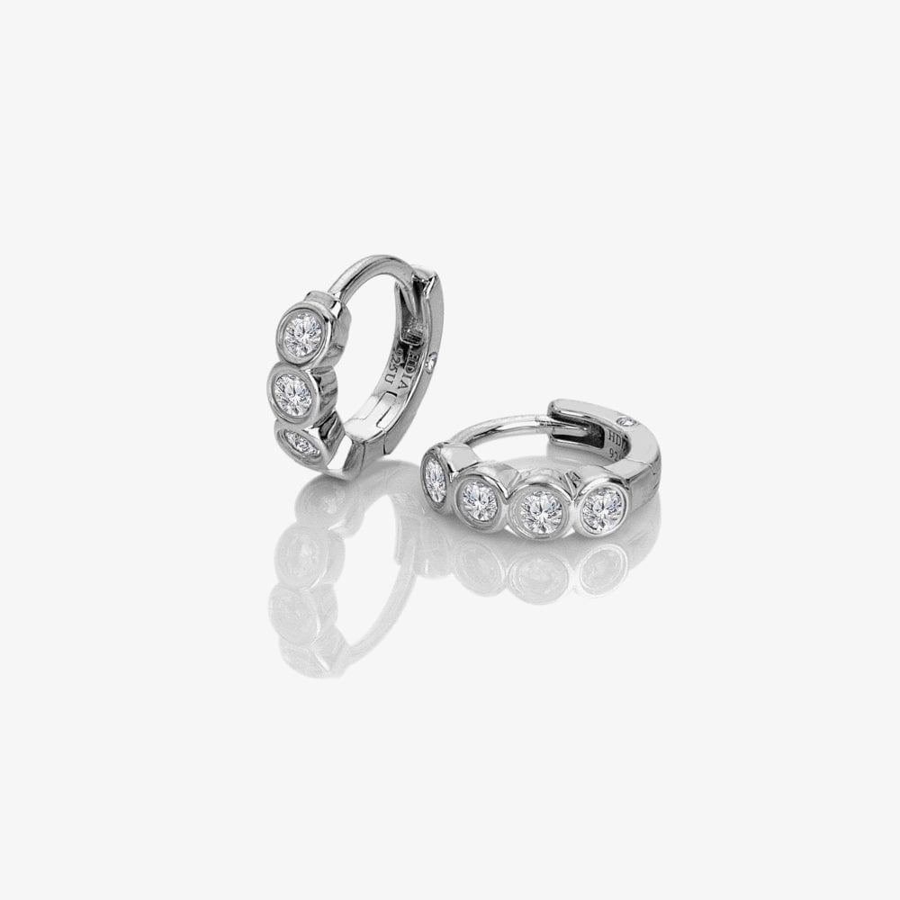 Hot Diamonds Tender Sterling Silver White Topaz Huggie Hoop Earrings DE871