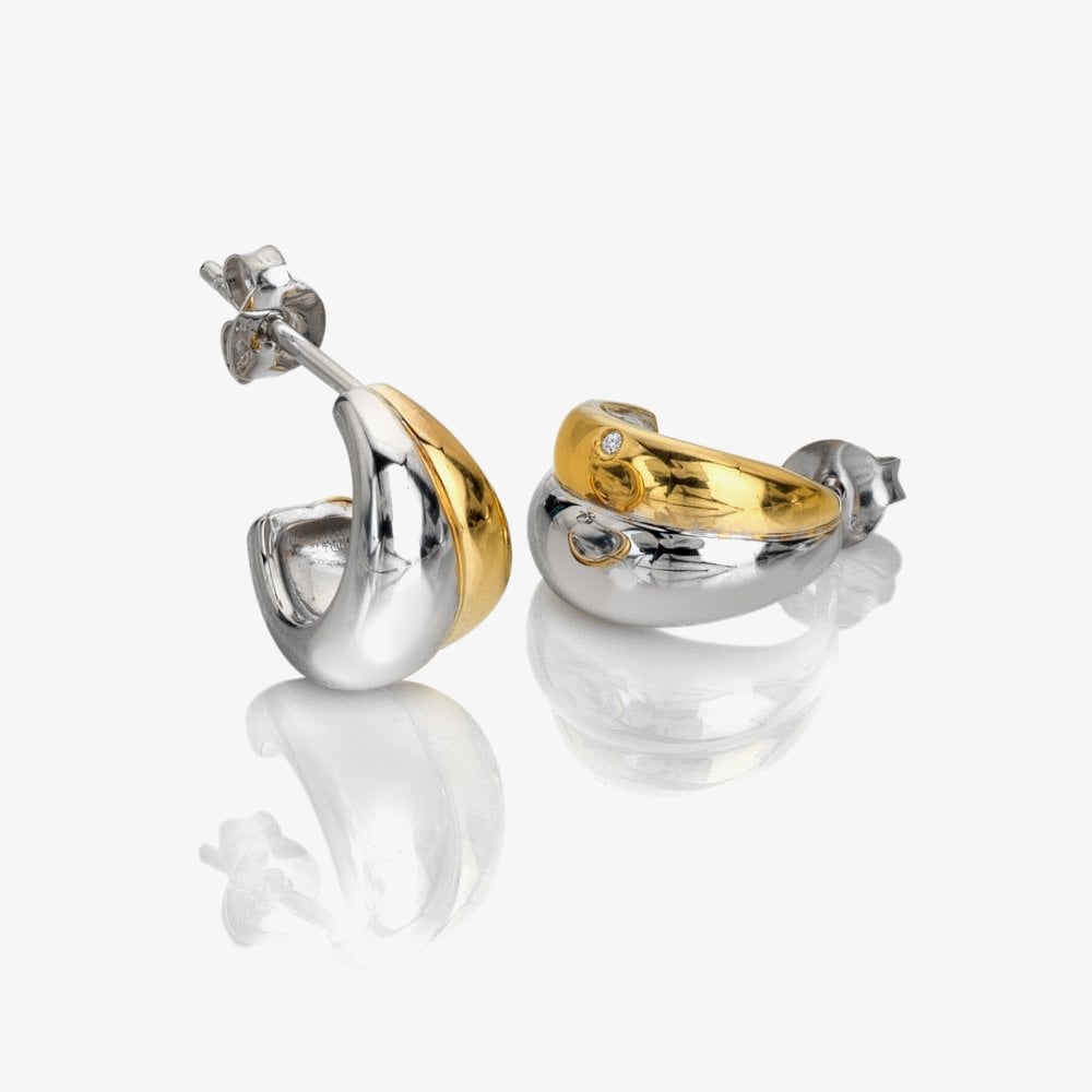 Hot Diamonds Droplet Two Tone Diamond Set Half Hoop Earrings DE872