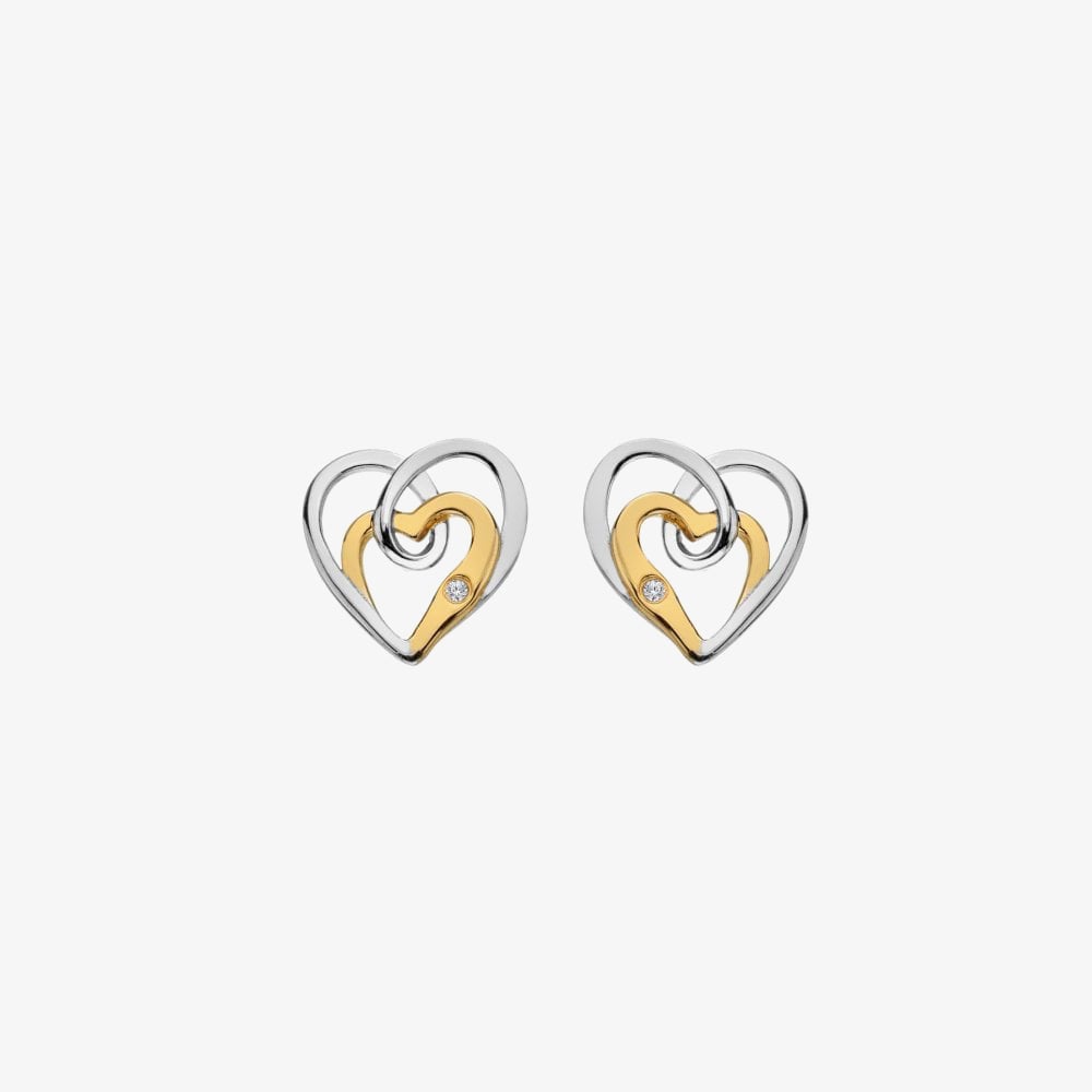 Hot Diamonds Two Tone Interwoven Heart Stud Earrings DE847