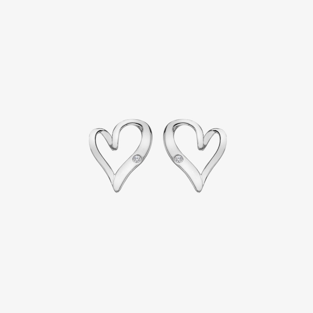 Hot Diamonds Silver Delicate Pointed Twist Heart Stud Earrings DE846