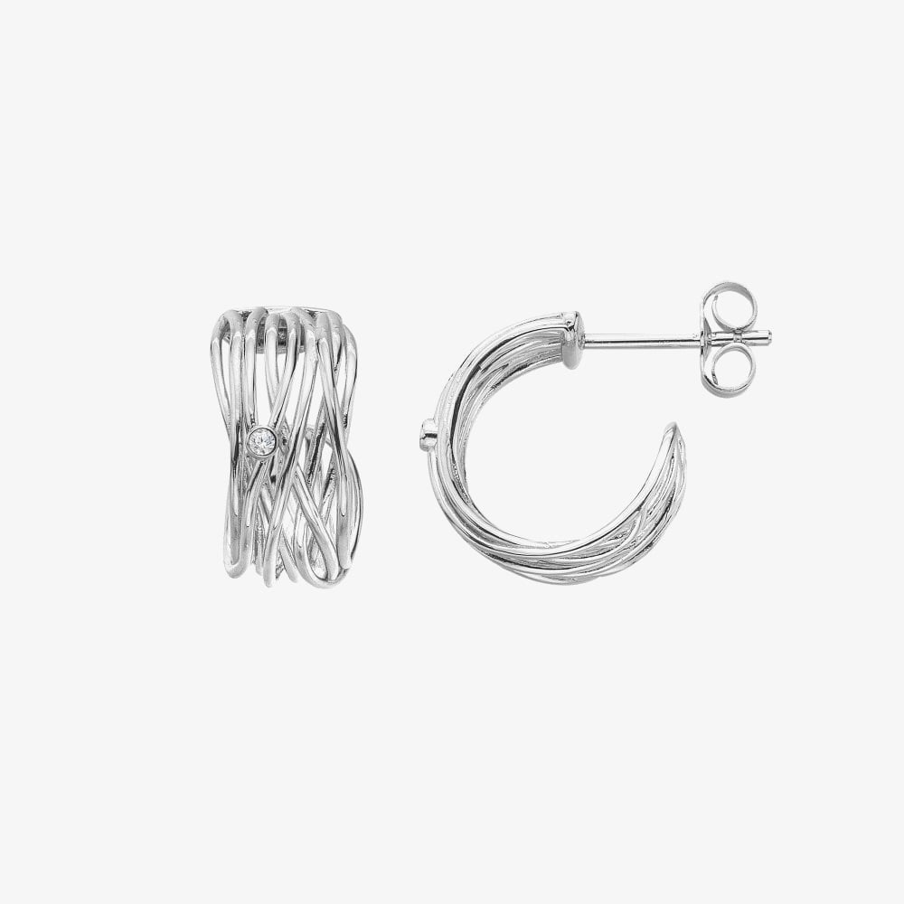 Hot Diamonds Silver String Half Hoop Earrings DE895