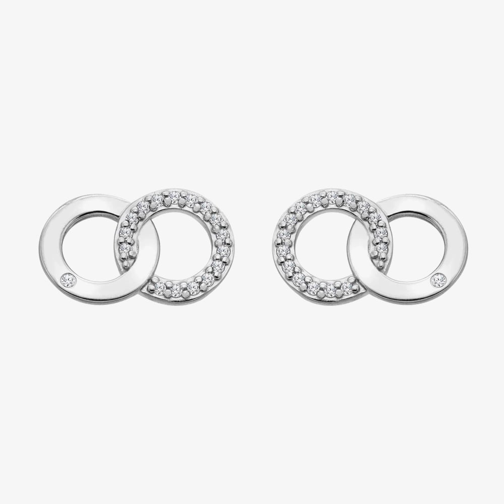 Hot Diamonds Sterling Silver Interlocking Circle Stud Earrings DE913