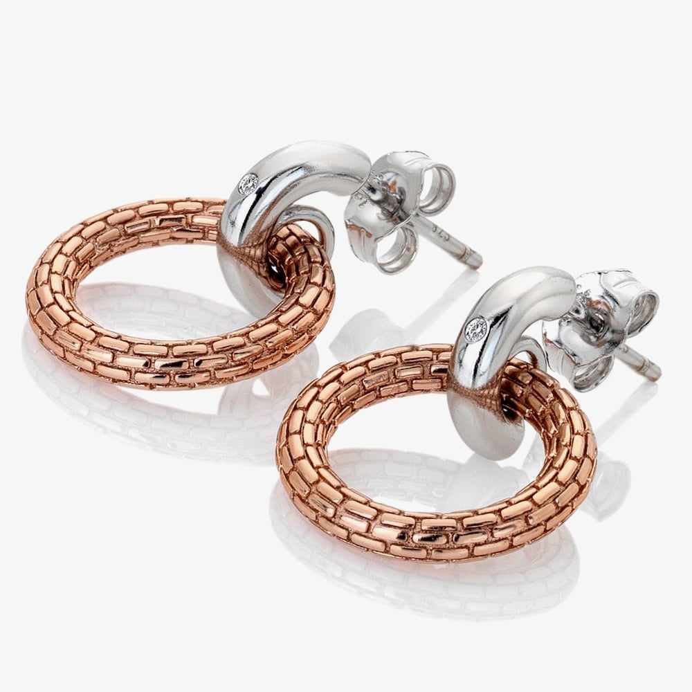 Hot Diamonds Woven Two Colour Open Circle Earrings DE692