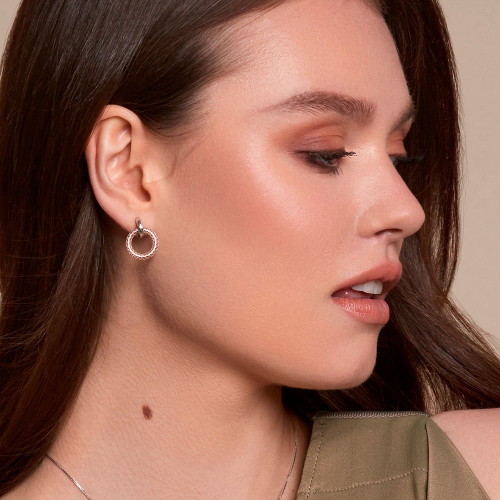 Hot Diamonds Woven Two Colour Open Circle Earrings DE692
