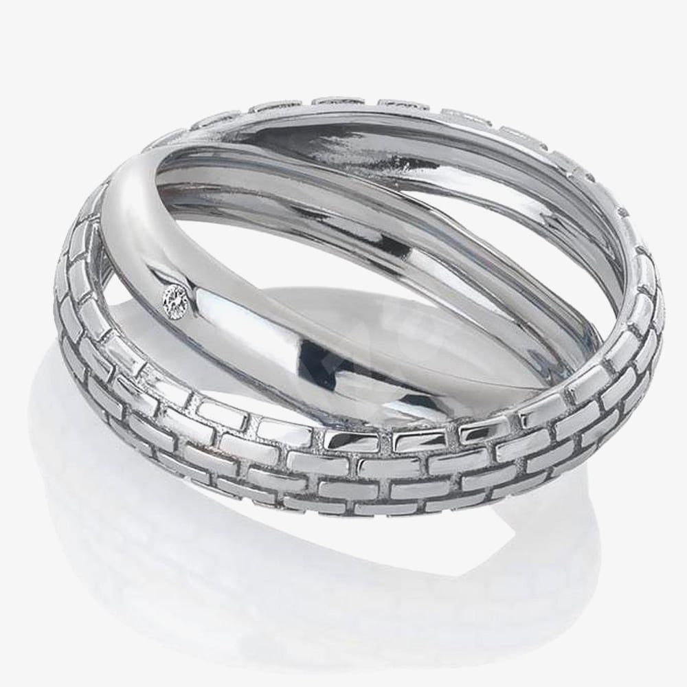 Product photograph of Hot Diamonds Silver Woven Interlocking Ring Dp235 N from The Jewel Hut