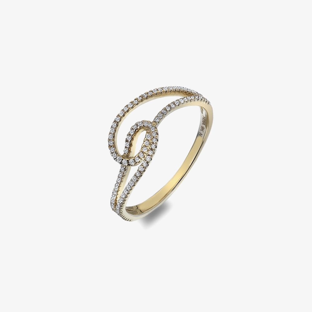 Hot Diamonds Flow 9ct Yellow Gold Diamond Set Ring GR057