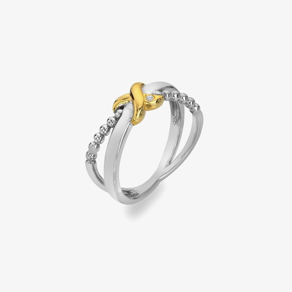 Hot Diamonds Coupled Two Tone Diamond Set Crossover Ring DR306