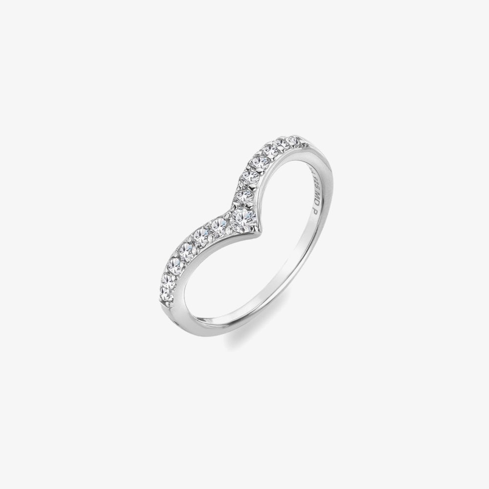 Hot Diamonds Lustre Sterling Silver White Topaz & Diamond Wishbone Ring DR315