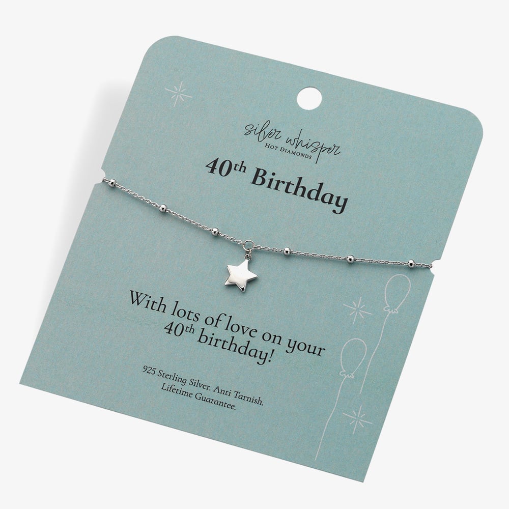 Hot Diamonds Silver Whisper Sterling Silver 40th Birthday Bracelet SWB022