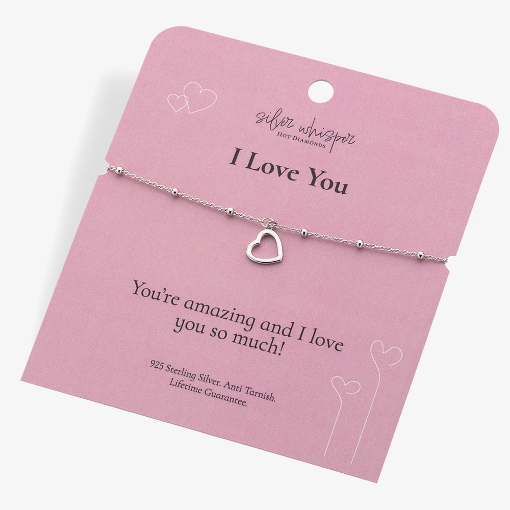 Hot Diamonds Silver Whisper Sterling Silver I Love You Bracelet SWB014