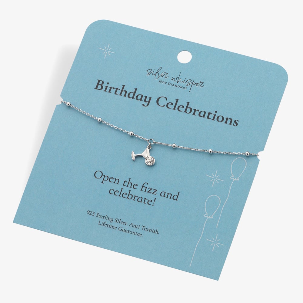 Hot Diamonds Silver Whisper Sterling Silver Birthday Celebrations Bracelet SWB004