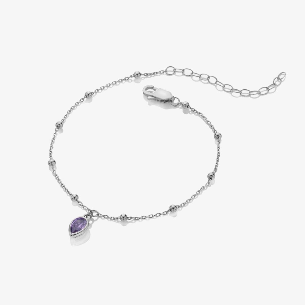 Hot Diamonds Silver Whisper Sterling Silver February Birthstone Bracelet SWB026