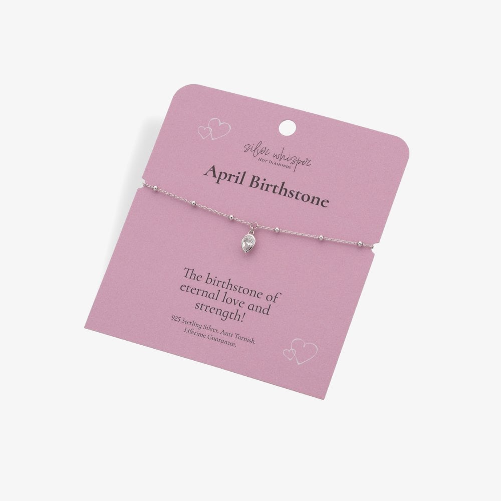 Hot Diamonds Silver Whisper Sterling Silver April Birthstone Bracelet SWB028