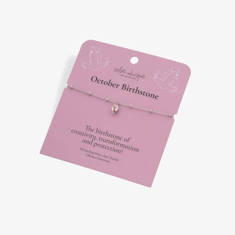 Hot Diamonds Silver Whisper Sterling Silver October Birthstone Bracelet SWB034