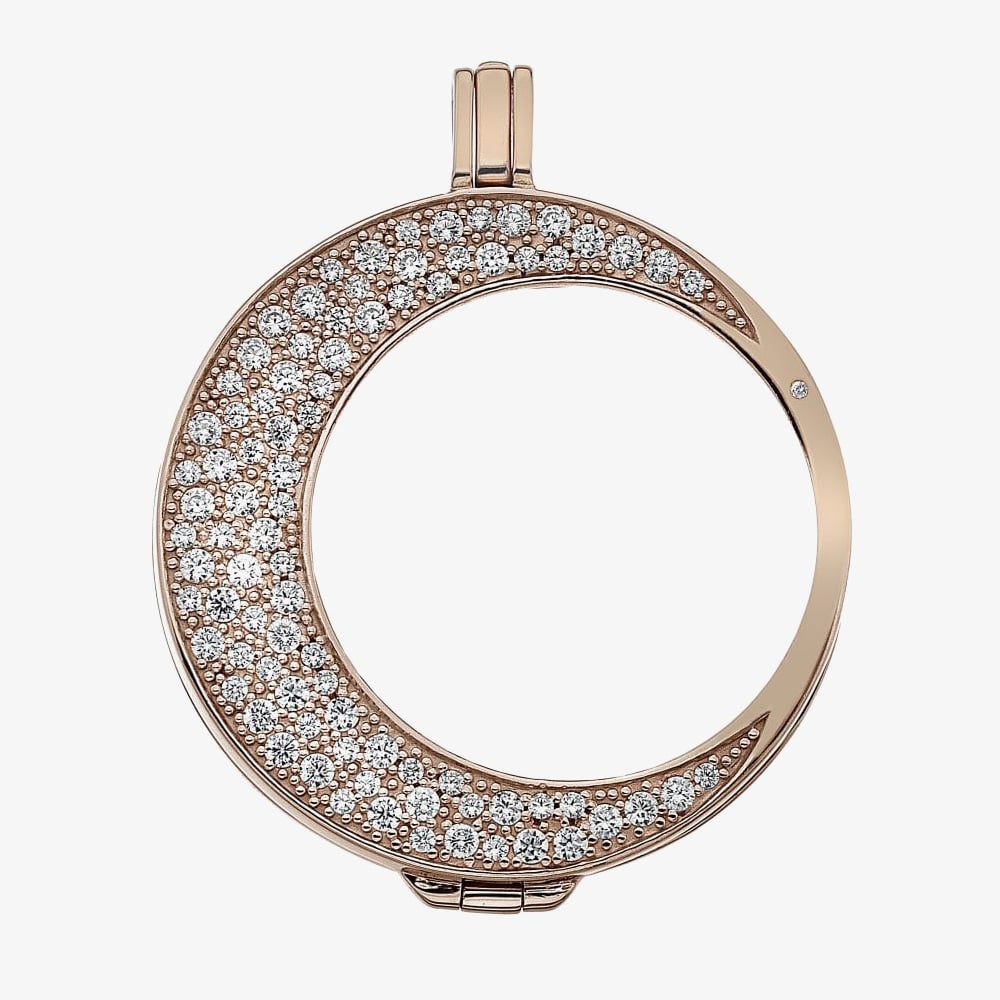 Hot Diamonds Emozioni Mezzaluna Rose Gold Plated 33mm Coin Keeper EK014