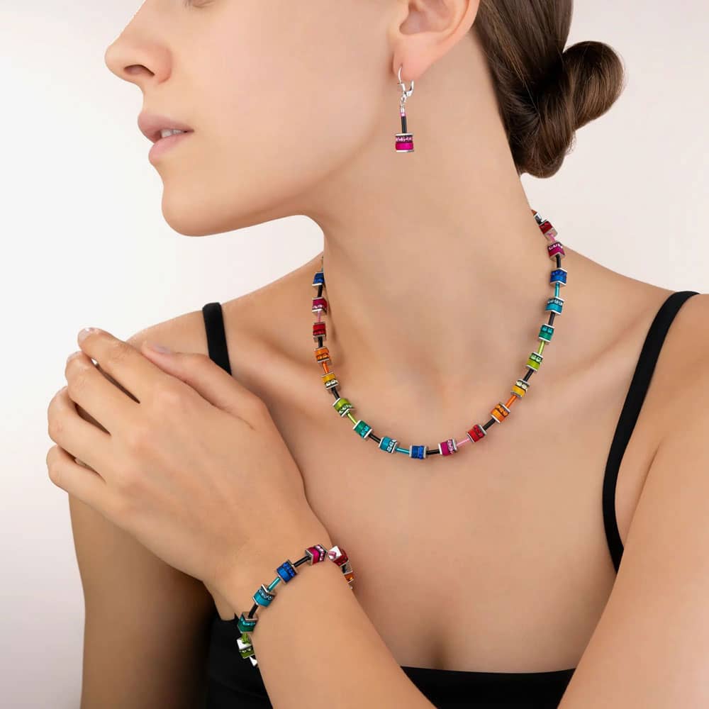 Coeur De Lion GeoCUBE Polaris & Rhinestone Multicolour Crystal Necklace 4409/10-1500