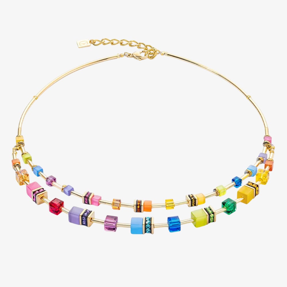 Product photograph of Coeur De Lion Ladies Geocube Multicoloured Double Layer Necklace 2810 10-1500 from The Jewel Hut