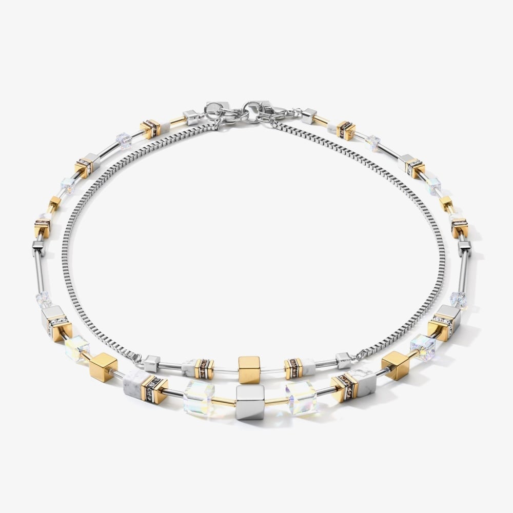 Coeur De Lion GeoCUBE Gold Silver 4 Way Necklace 5007/10