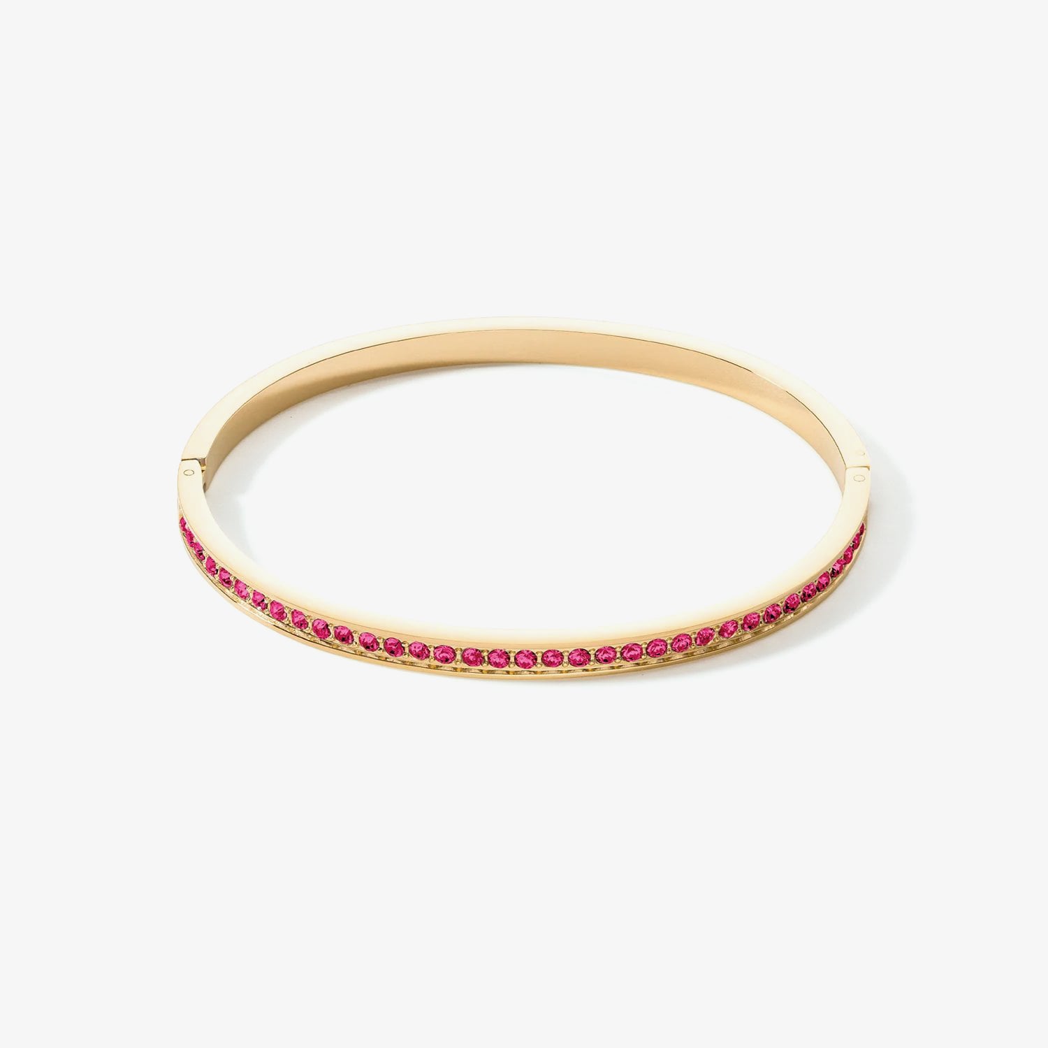 Coeur De Lion Gold Tone Stainless Steel Pink Crystal Bangle 0127/37