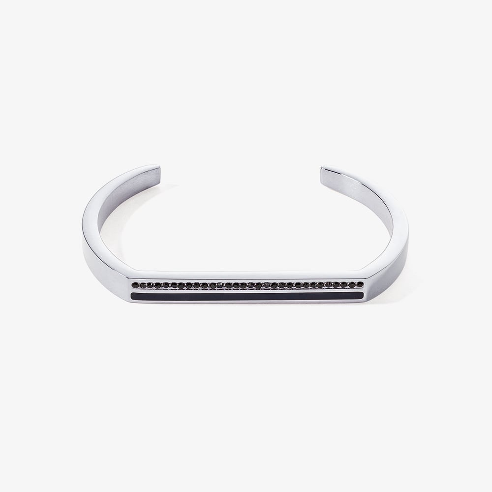 Coeur De Lion Silver Tone Black Crystal Bangle 0133/32
