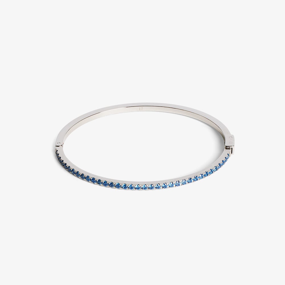 Coeur De Lion Silver Tone Blue Crystal Bangle 0146/32