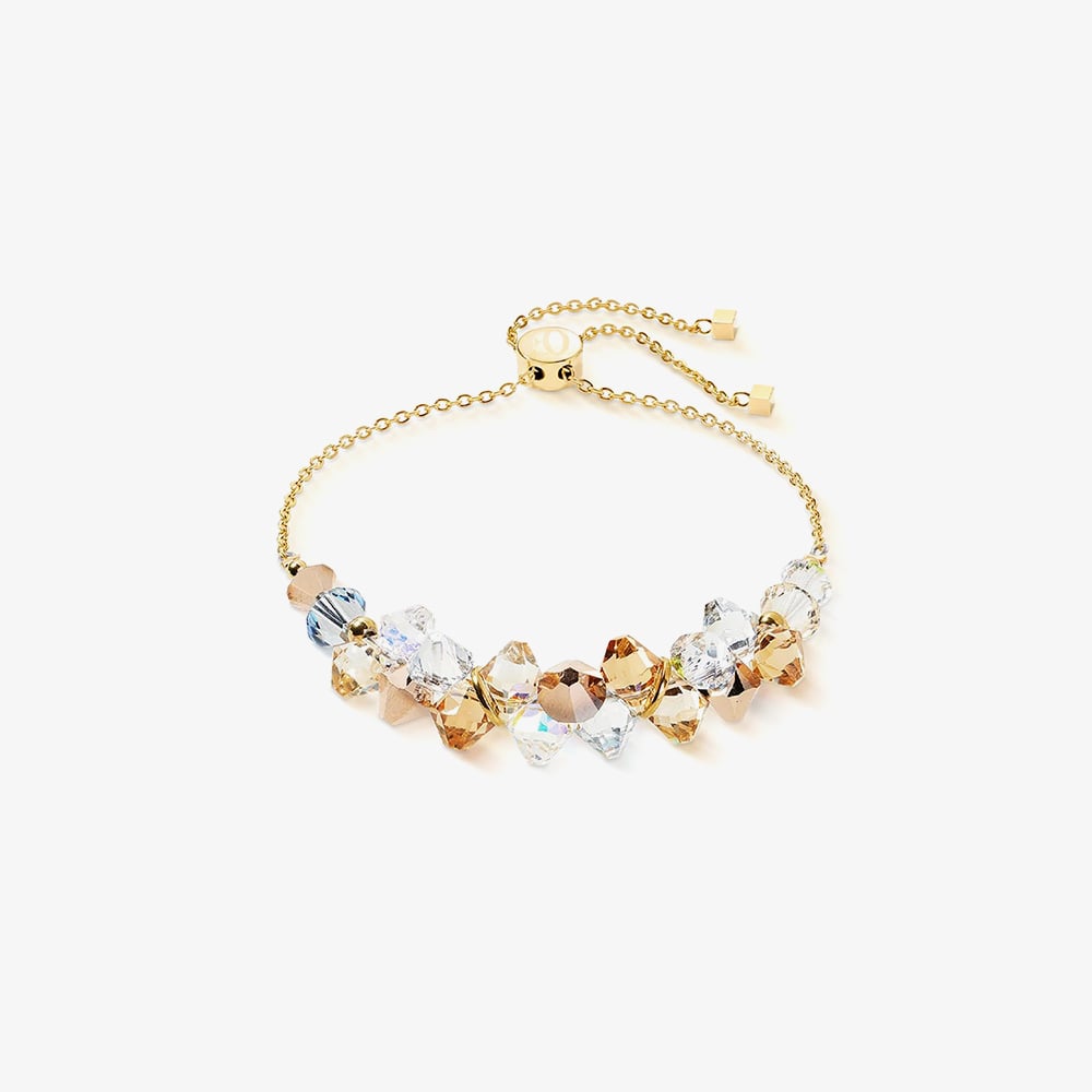 Coeur De Lion Dancing Crystal Gold Tone Clear &amp; Gold Multi Bead Bracelet 4639/30