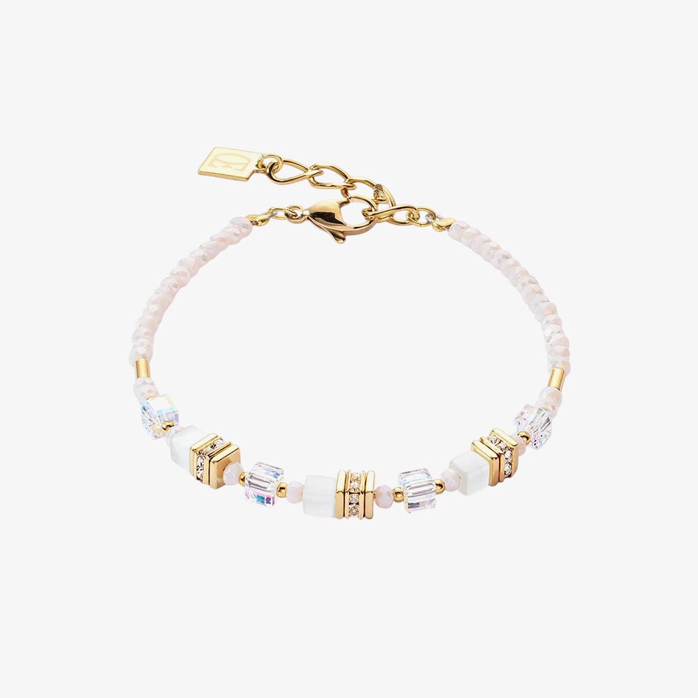 Coeur De Lion Mini Cubes Gold White Bracelet 4565/30