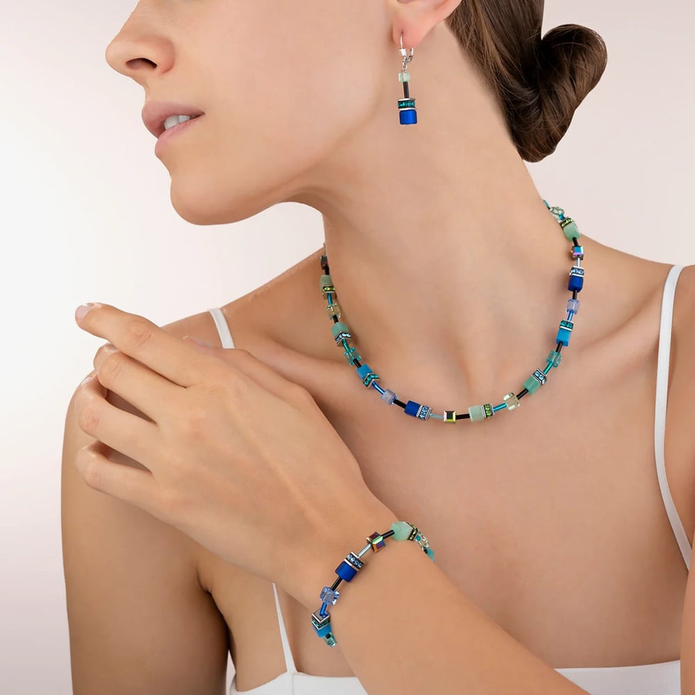 Coeur De Lion GeoCUBE Blue Layer Drop Earrings 2838/20-0705