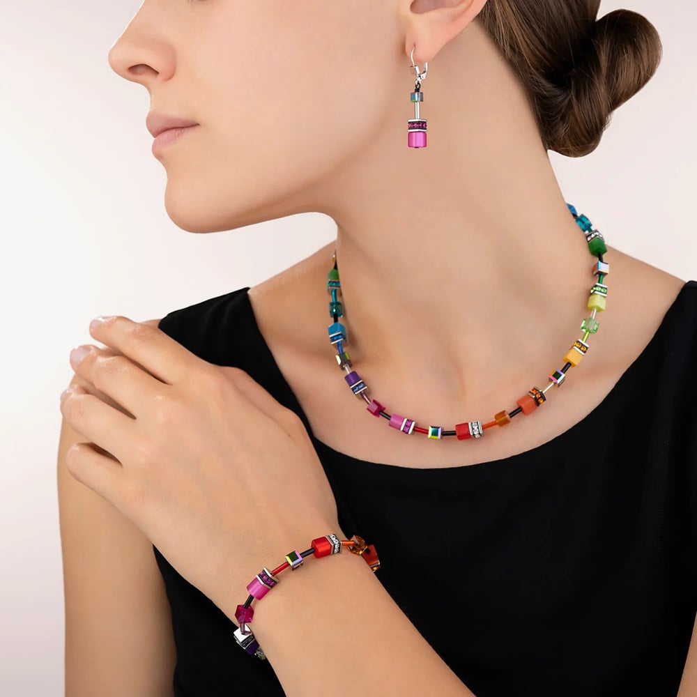 Coeur De Lion GeoCUBE Pink Layer Drop Earrings 2838/20-1520