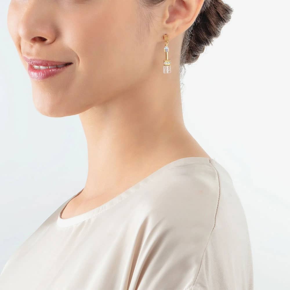Coeur De Lion GeoCUBE Iconic Nature Gold Dropper Earrings 3018/21-1416