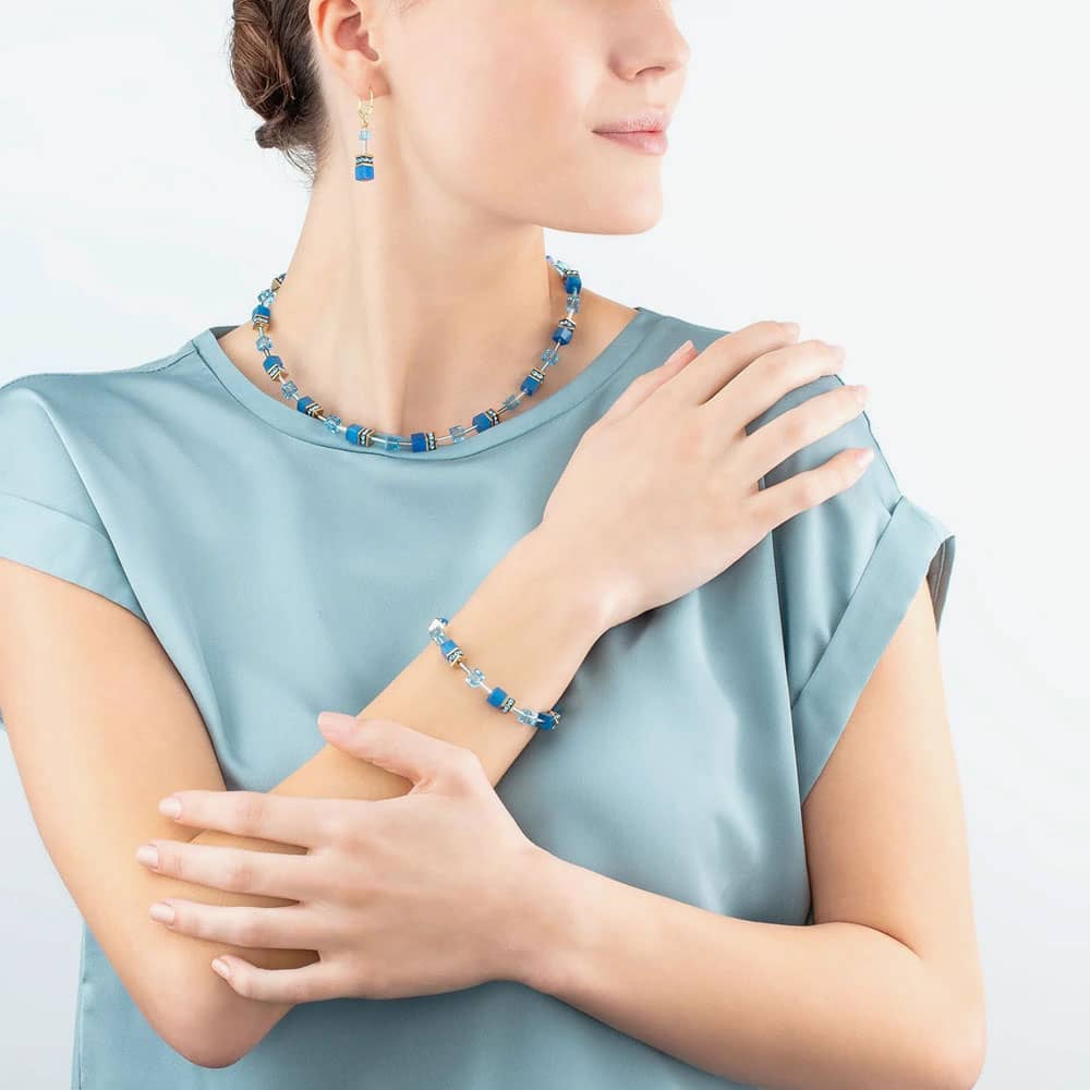 Coeur De Lion GeoCUBE Iconic Mono Blue Dropper Earrings 4020/20-0600