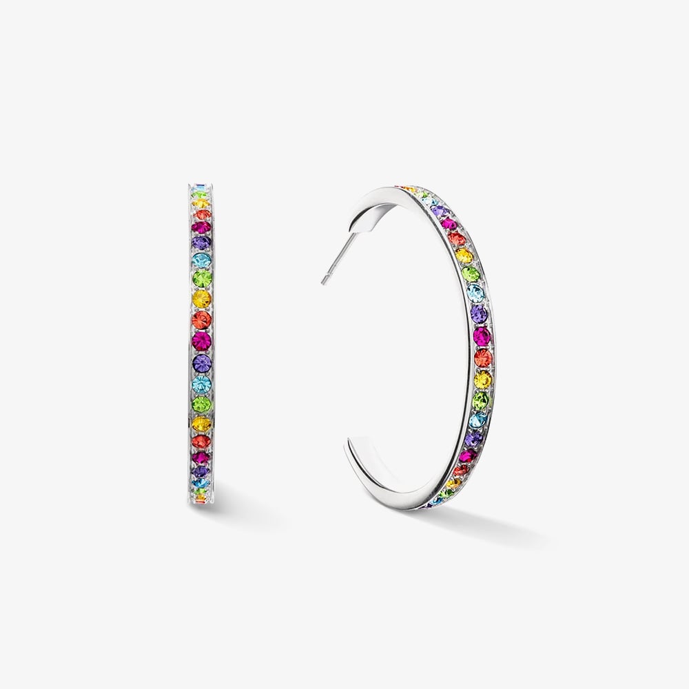 Click to view product details and reviews for Coeur De Lion Stainless Steel Multi Coloured Crystal Hoop Earrings 0128 21 1517.