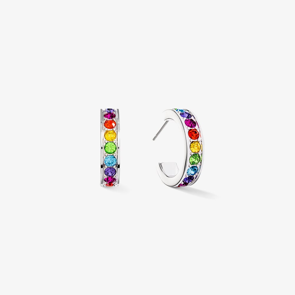 Click to view product details and reviews for Coeur De Lion Silver Tone Multi Coloured Crystal Hoop Earrings 0131 21 1517.