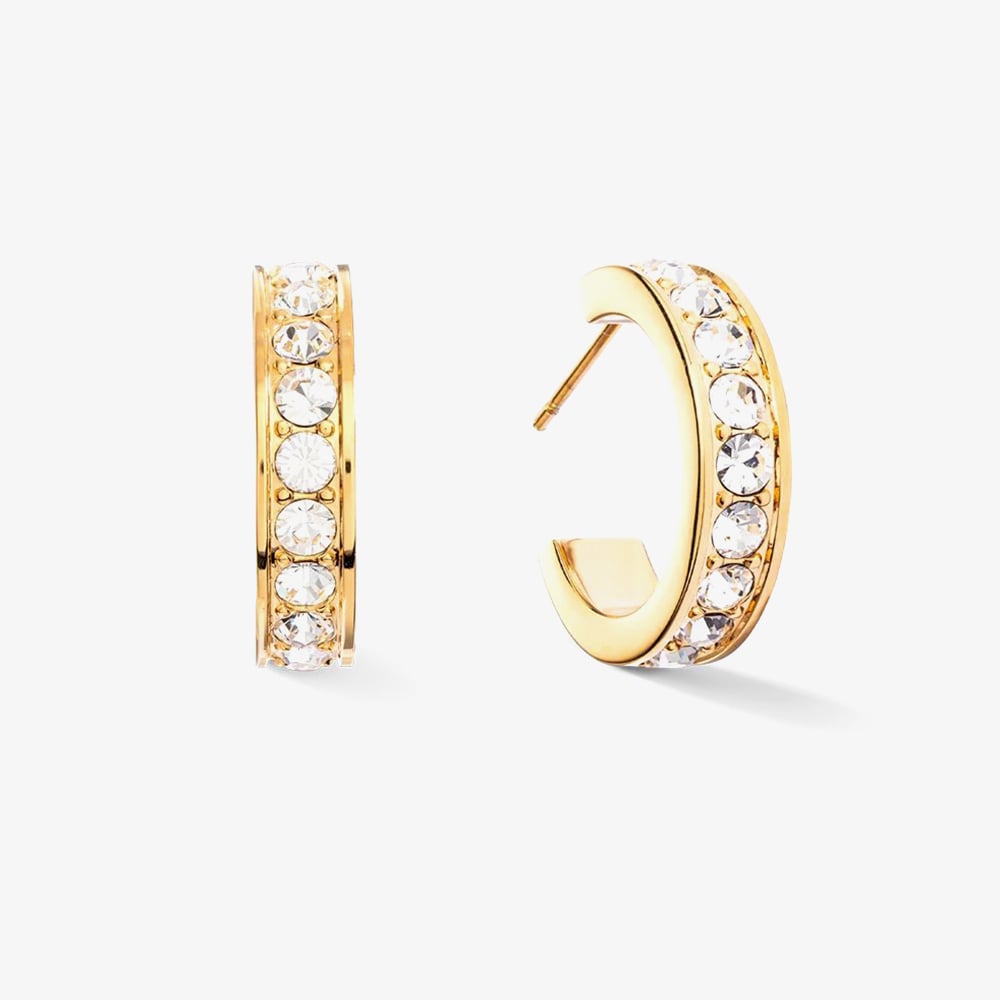Click to view product details and reviews for Coeur De Lion Gold Tone Stainless Steel Crystal Small Hoop Earrings 0131 21 1816.