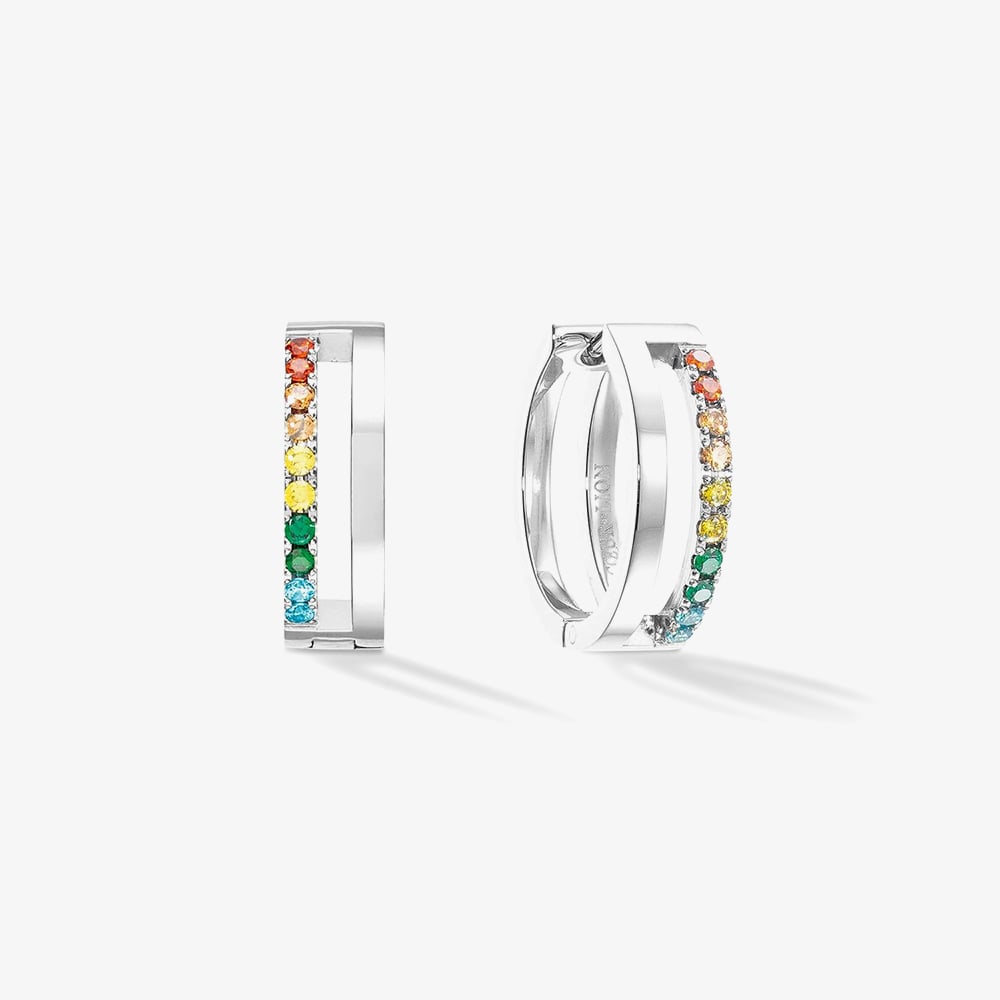 Click to view product details and reviews for Coeur De Lion Stainless Steel Multi Coloured Crystal Double Hoop Earrings 0136 21 1517.