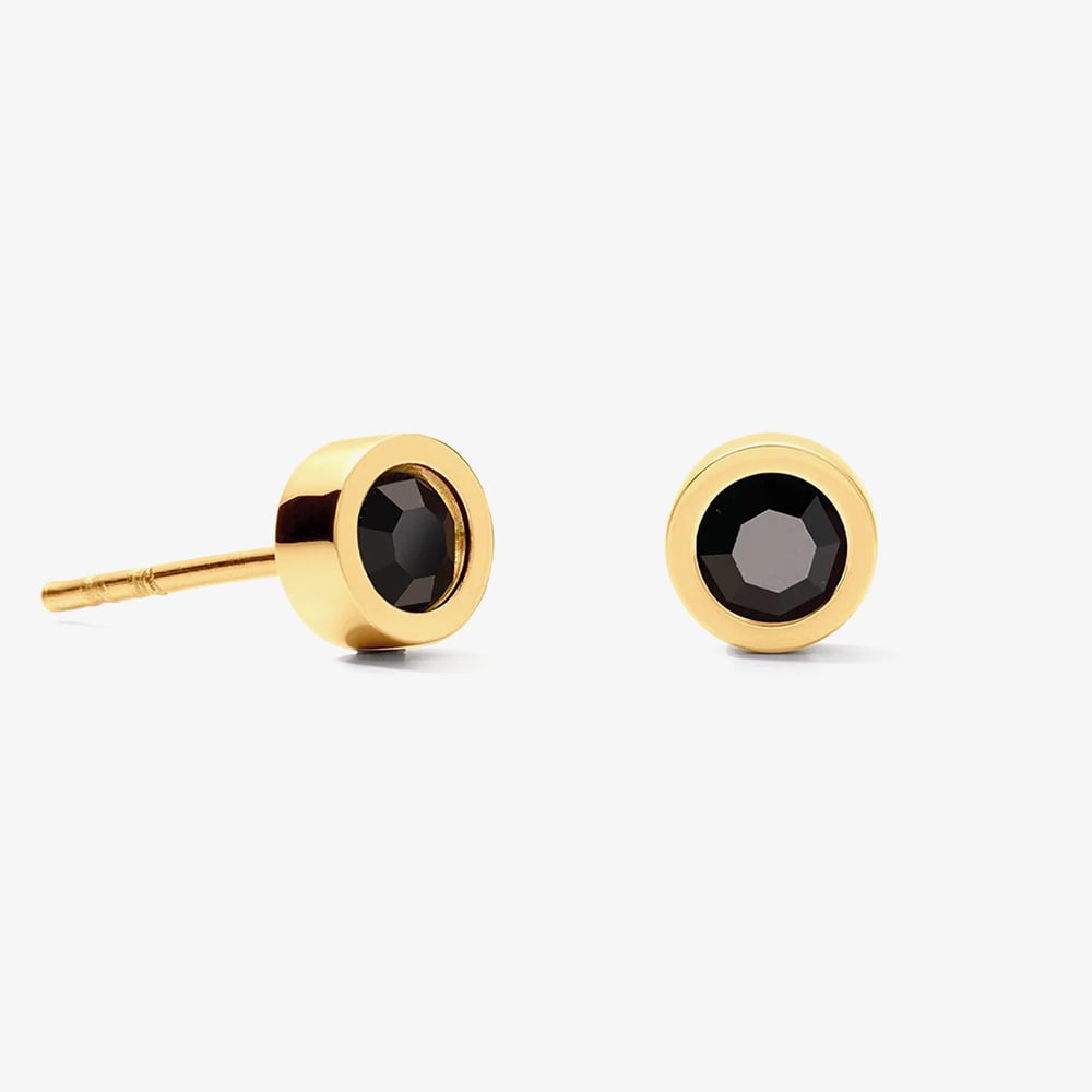 Click to view product details and reviews for Coeur De Lion Sparkling Dots Gold Tone Black Crystal Glass Stud Earrings 0227 21 1316.